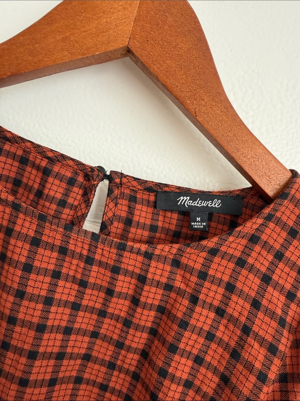 Madewell Rust Orange and Black Plaid Ruffle Top - Picture 6 of 7
